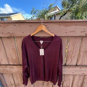 A New Day Classic Burgundy V-Neck Sweater